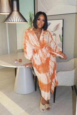 Fashion casual home printing bat jacket dress N9238
