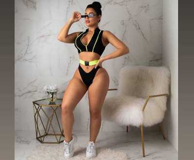 Fashion Swimsuits Zipper Tank Top Sport Panty MDF5039