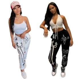 Casual Cartoon Printed Drawstring Trousers CY8012