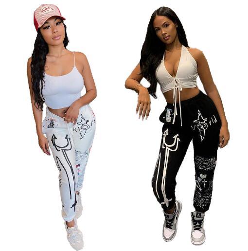 Casual Cartoon Printed Drawstring Trousers CY8012