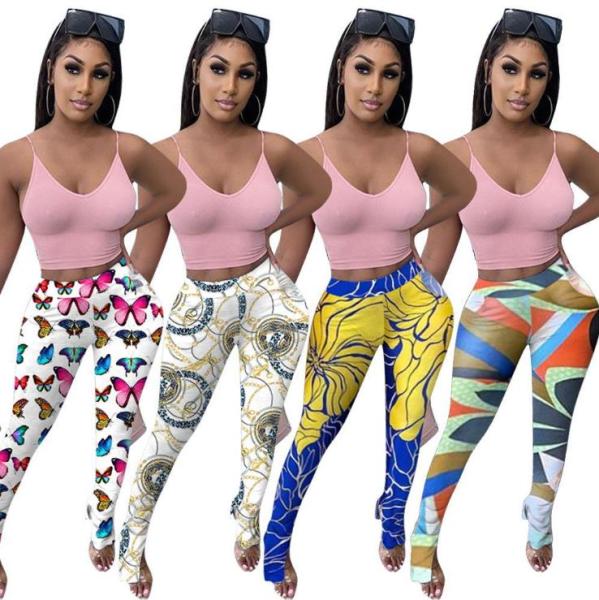 Casual Pattern Printed Split Pants F8296