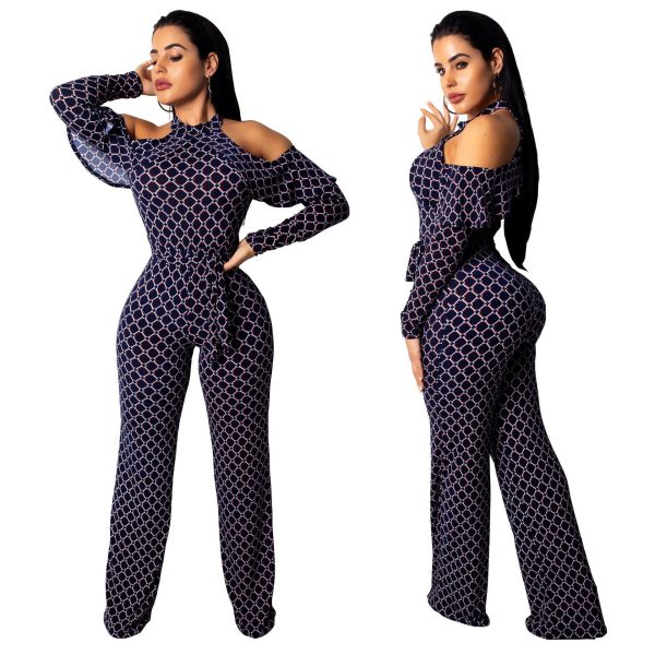 Halter Neck Off Shoulder Wide Leg Jumpsuits SMR9066