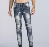 Mens jeans retro zipper elastic stretch straight Slim Pajama trousers TX5033