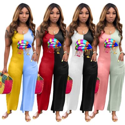 Sexy lips sleeveless wide-leg pants jumpsuit nightclub clothes XM1091