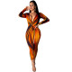 Euramerican Printing V Collar Wrap Dress For Women CY1111