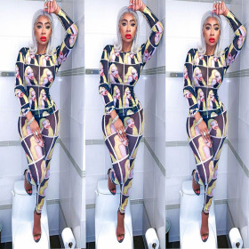 Sexy Head Print Two-Piece Set TZ98011