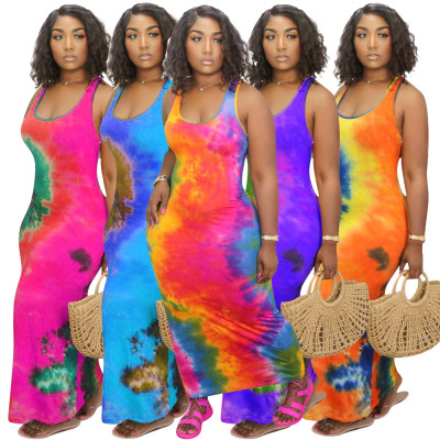 Fashion tie-dye plus size sexy dress H135202
