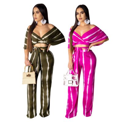 Leisure Summer Zebra-Stripe 2 Pieces Ladies Sets BS1075