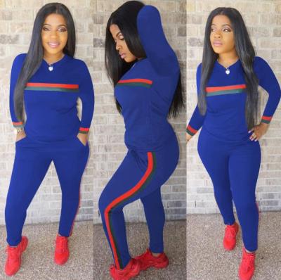 Long Sleeves Women Plus Size Set Blue H1050-1-2
