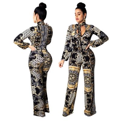 Wholesale Casual Print Wide Leg Jumpsuits SMR9079