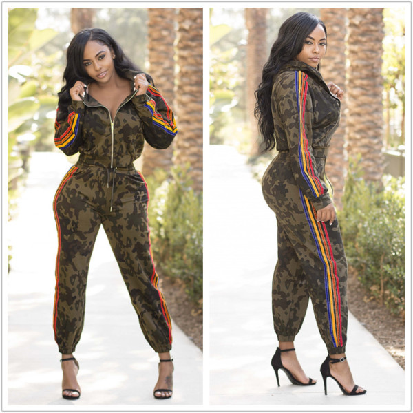 Camouflage Zipper Jackets+Pants Track Suits YYZ813
