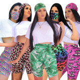 Multicolor printed five-point pants women's pants straight-leg hot pants SN3793