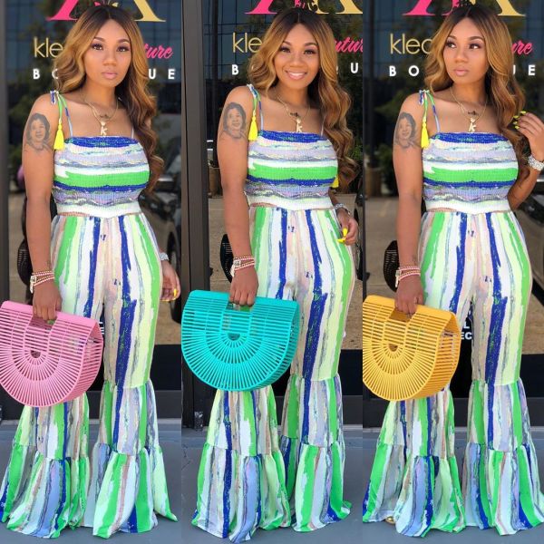 New Arrival Women Flared Pants Condole Belt Jumpsuit H1181