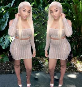 Sequined Skirt Set Two-piece Set Nightclub QQM3526