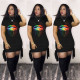 Casual Lips Digital Printed Lace-Up Short Sleeve Mini Dress ARM8193