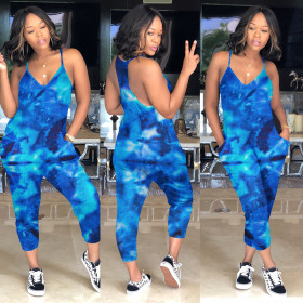 Lastest Colorful Women Condole Belt Loose Jumpsuit MD171