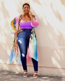 Long rainbow chiffon outer dress XF898020