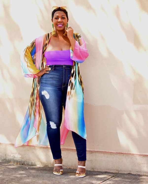 Long rainbow chiffon outer dress XF898020