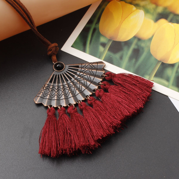 Beautiful Sector Shape Pendant Tassel Necklace Match Garments SD0735