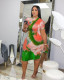 Fashion Tie Dye Printed Round Neck Short Sleeves Plus Size Mini Dress FS3519