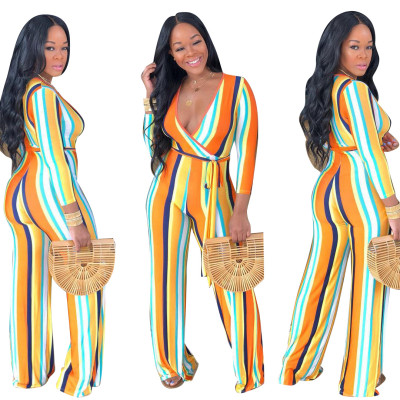 Leisure V Neck Woman Jumpsuit For Daily Wear R6154