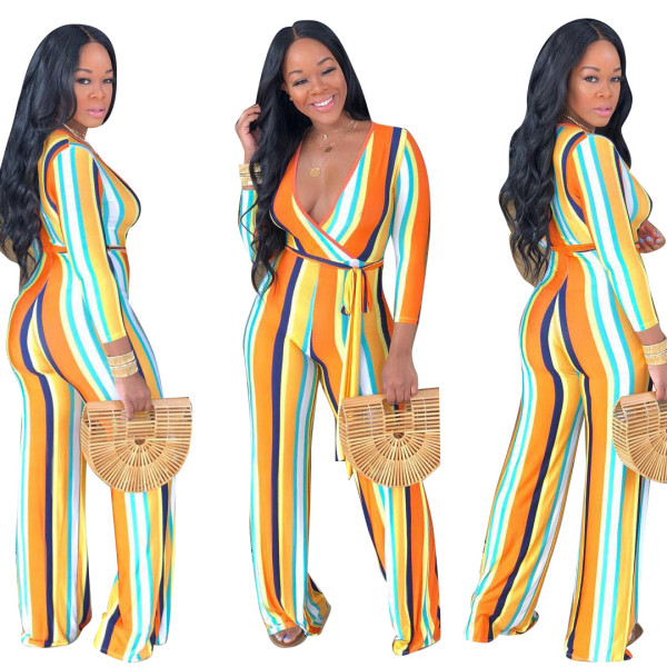 Leisure V Neck Woman Jumpsuit For Daily Wear R6154