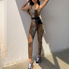 Individual tiger pattern open back hip bodysuit P1732488