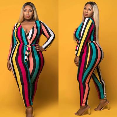 Colorful Sriped Skinny Jumpsuits AA5008