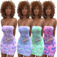 Sexy temperament tie-dye wrap chest collar dress LD9003