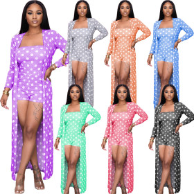 Fashion casual spot tube top one-piece shorts suit two-piece suit WY6668