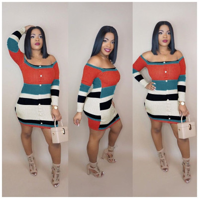 Stylish Colorful Knitted Strapless Mini Dress ORY5077