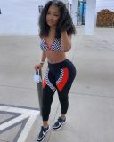 Letter print camisole trousers sports suit R6312