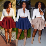 New Design Plus Size Casual Sets Zipper Crop Top Flounce Skirt S6183