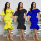 Elegant Ruffle Overlay Strapless Midi Dress For Women R6187