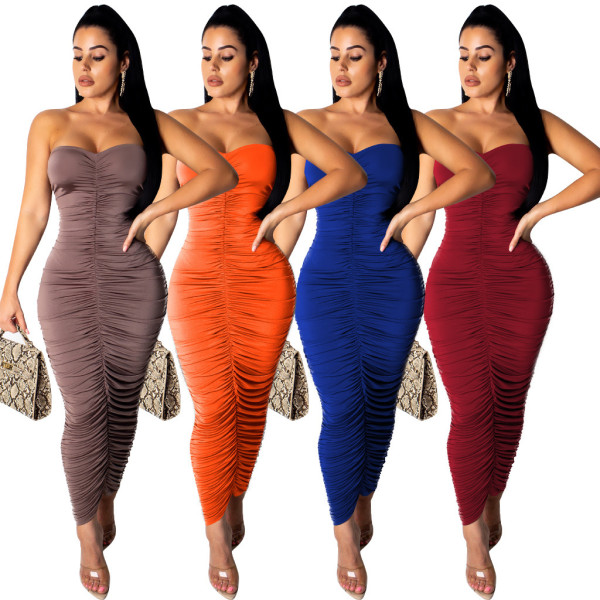 Sexy pleated dress OFN6228