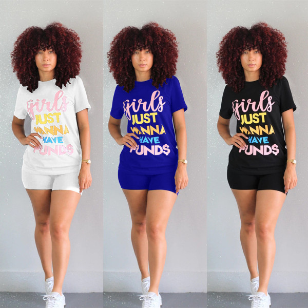 Sexy Slim Round Neck Short Sleeve Two Piece Set VN8827