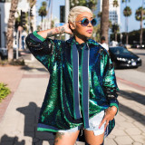 Fashion Autumn Loose Fitting Long Sleeves Sequins Hoodie SN3689