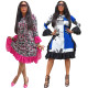Long Sleeves Printing Clothes Street Style Ruffle Dress QQM3043