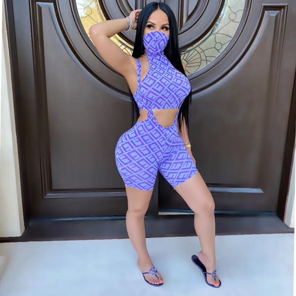 Sexy sports suspenders shorts pants one-piece mask two-piece suit SN3785