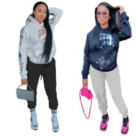 Casual Cartoon Printed Long Sleeves Hooded Loose Top CY8015