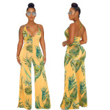 Sexy Bandage Printing Sleeveless Wide Leg Jumpsuit BS1094