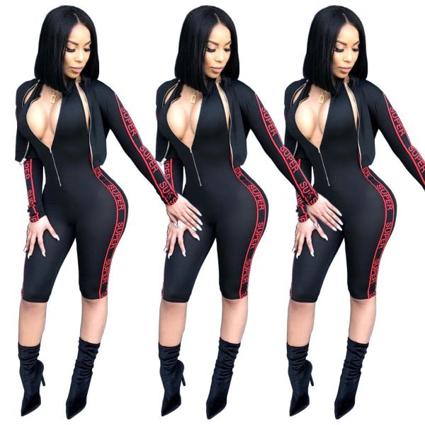 Slim Bodycon Letters Printing Two-Piece Outfits For Ladies YS188