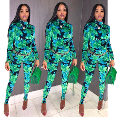 Explosion Models Camouflage Women Long Sleeves Tight Jumpsuit CY1202