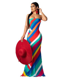 Printed halter dress nightclub dress YSH6049