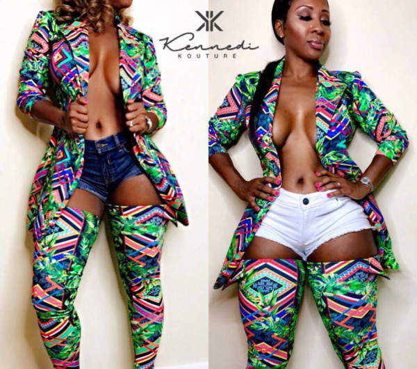 Printed small suit jacket OMF5053