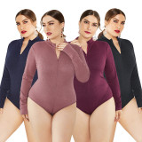 Long Sleeve Sexy Stand Collar Slim Sweater Knit Jumpsuit FP8003