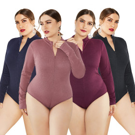 Long Sleeve Sexy Stand Collar Slim Sweater Knit Jumpsuit FP8003