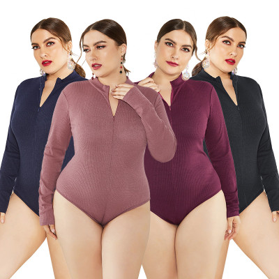 Long Sleeve Sexy Stand Collar Slim Sweater Knit Jumpsuit FP8003