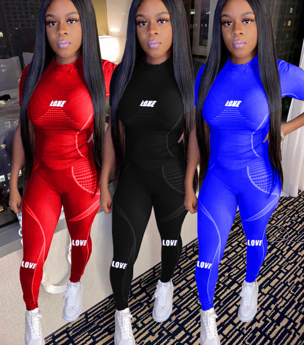 Fashion women's letter printing sports casual suit YZM7037