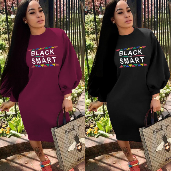 Autumn Leisure Women Bishop Sleeve Midi Dress YSH6024